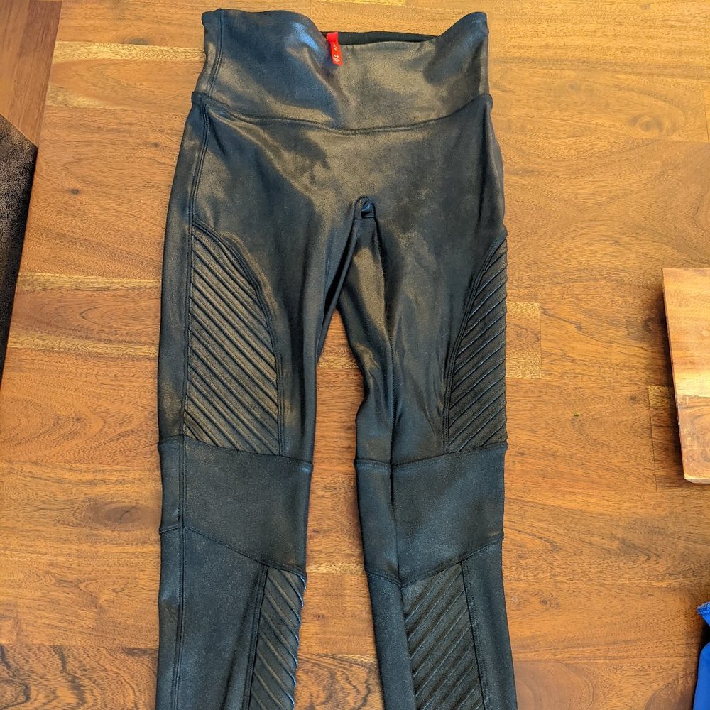 Spanx faux leather moto leggings
